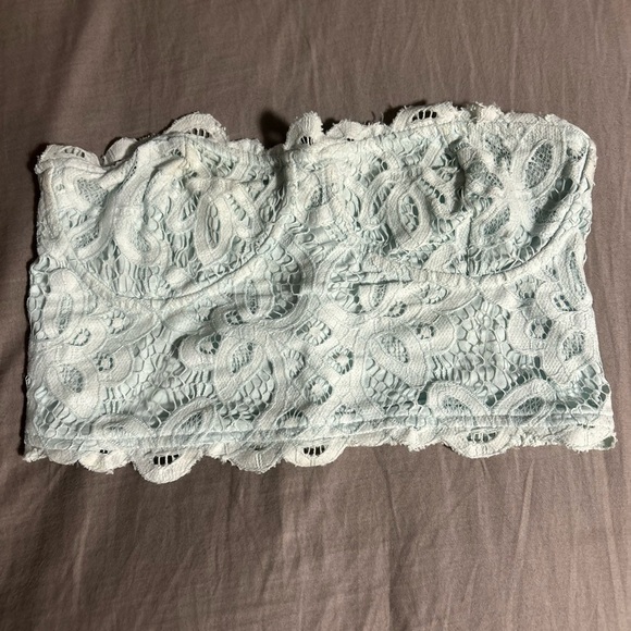 Free People Adella Lace Corset Bra Top In Sea Washed Size M - Picture 1 of 4